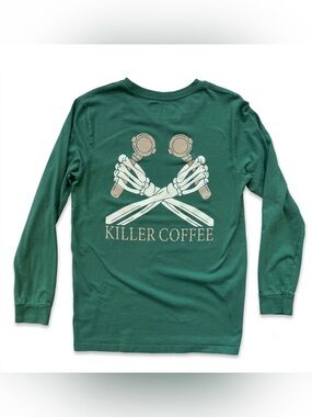 Dutch Bros Werewolf & Skeleton Teal Long Sleeve Tee